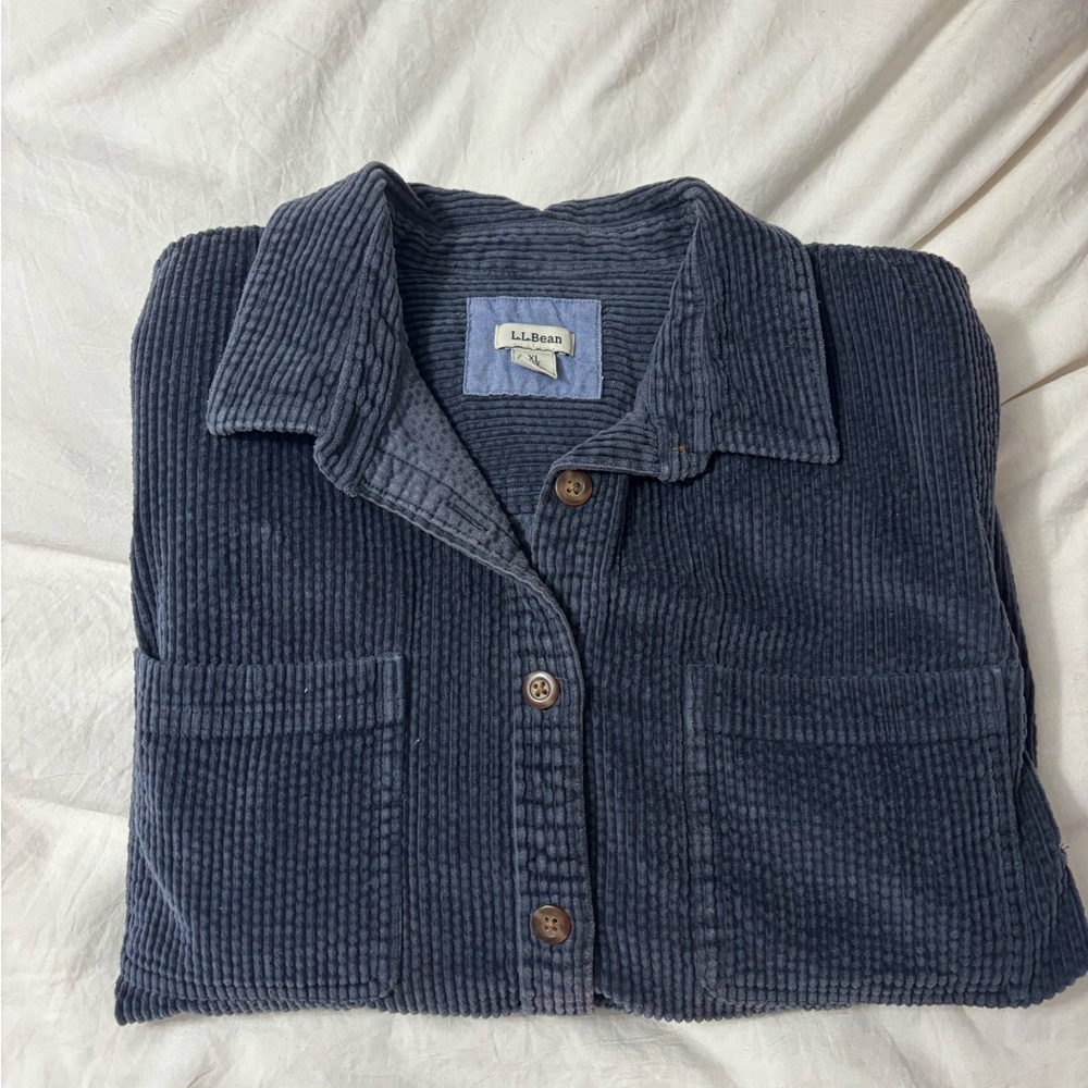 L.L. Bean Navy Corduroy Button-Up Shirt